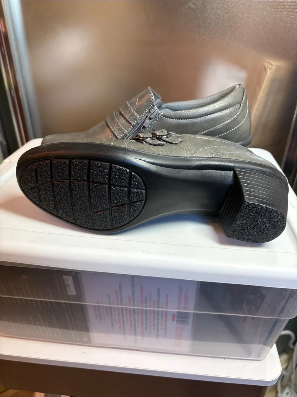 Easy Street Women's Grey Slip-On Buckle Loafers
